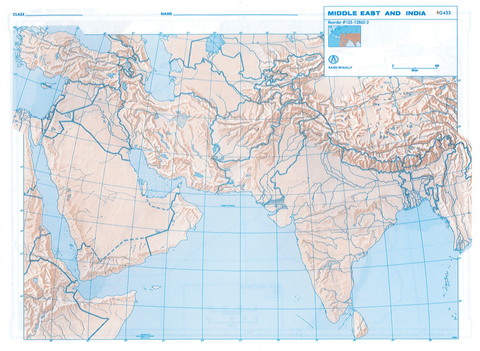 Middle East & India 2 Sided Laminated Ledger Size Map