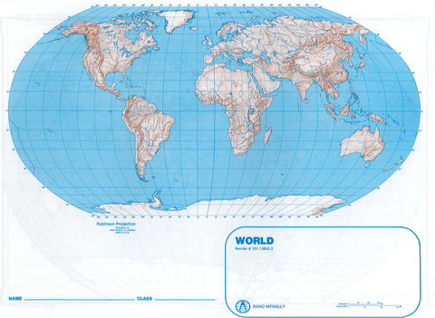 World 2 Sided Laminated Ledger Size Map